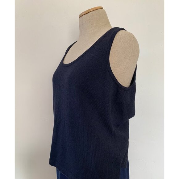 St. John Collection Navy Knit Tank Top & Skirt Set L - Picture 9 of 9